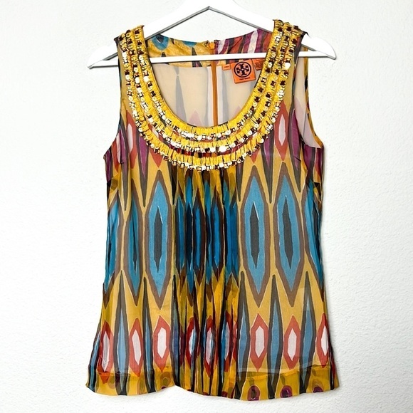 Tory Burch Multicolor Sequin Silk Top - Picture 2 of 6